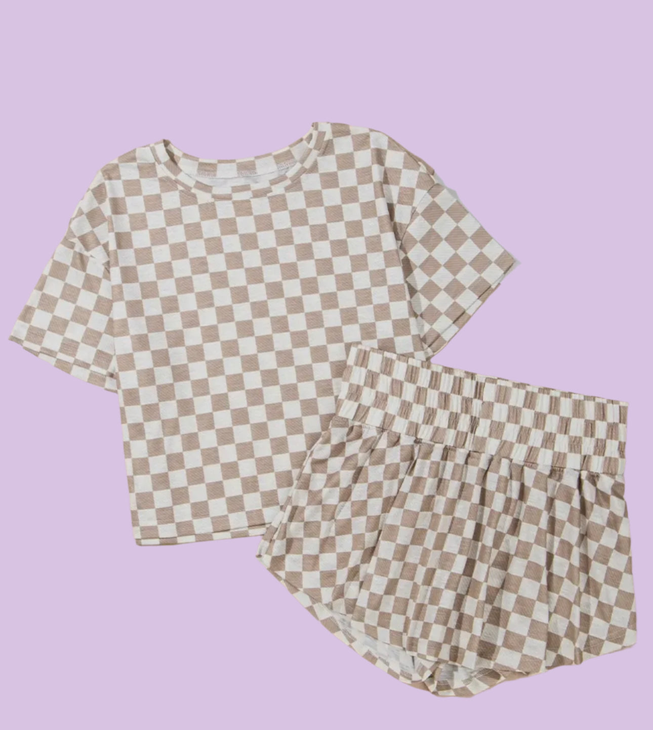 Checkered Top and High Waisted Skort 2pc Set