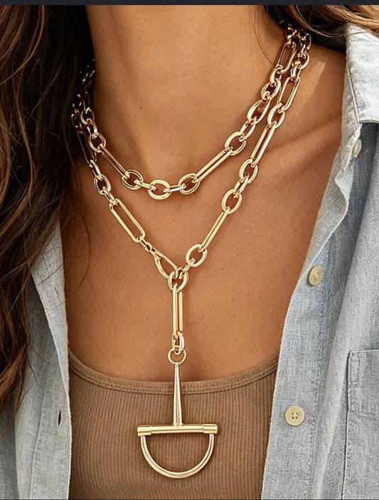 Equestrian Equine Horse Snaffle Bit "Y" Necklace