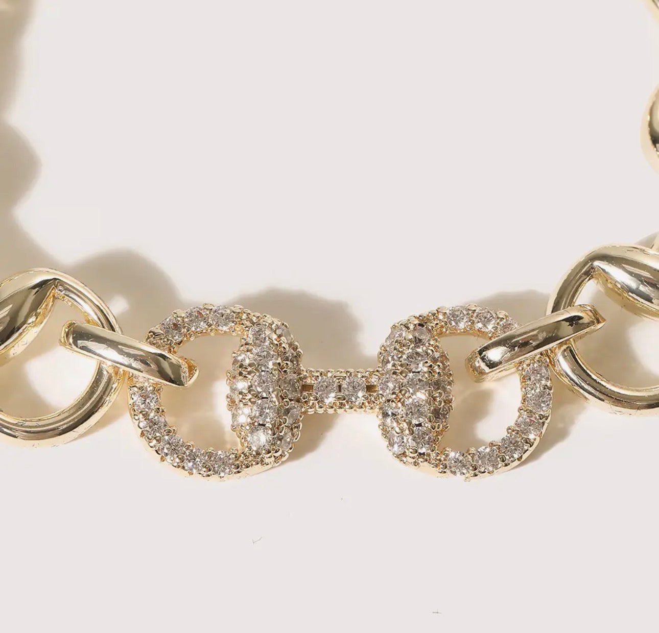 Horsebit Cz Pave Chain Link Bracelet