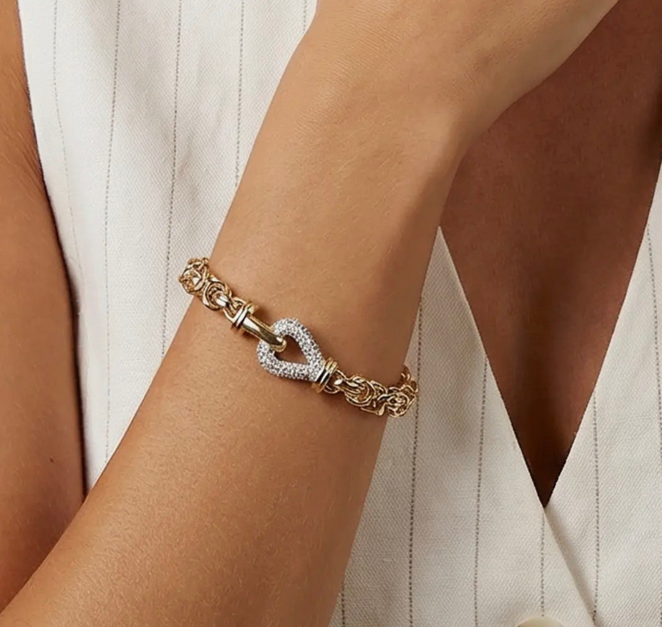 Cz Pave Byzantine Link Bracelet