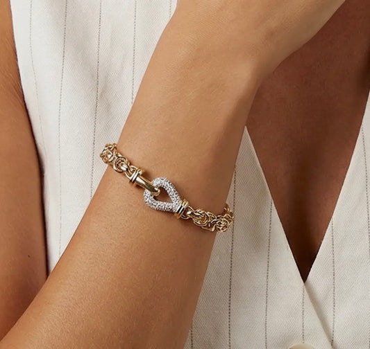 Cz Pave Byzantine Link Bracelet