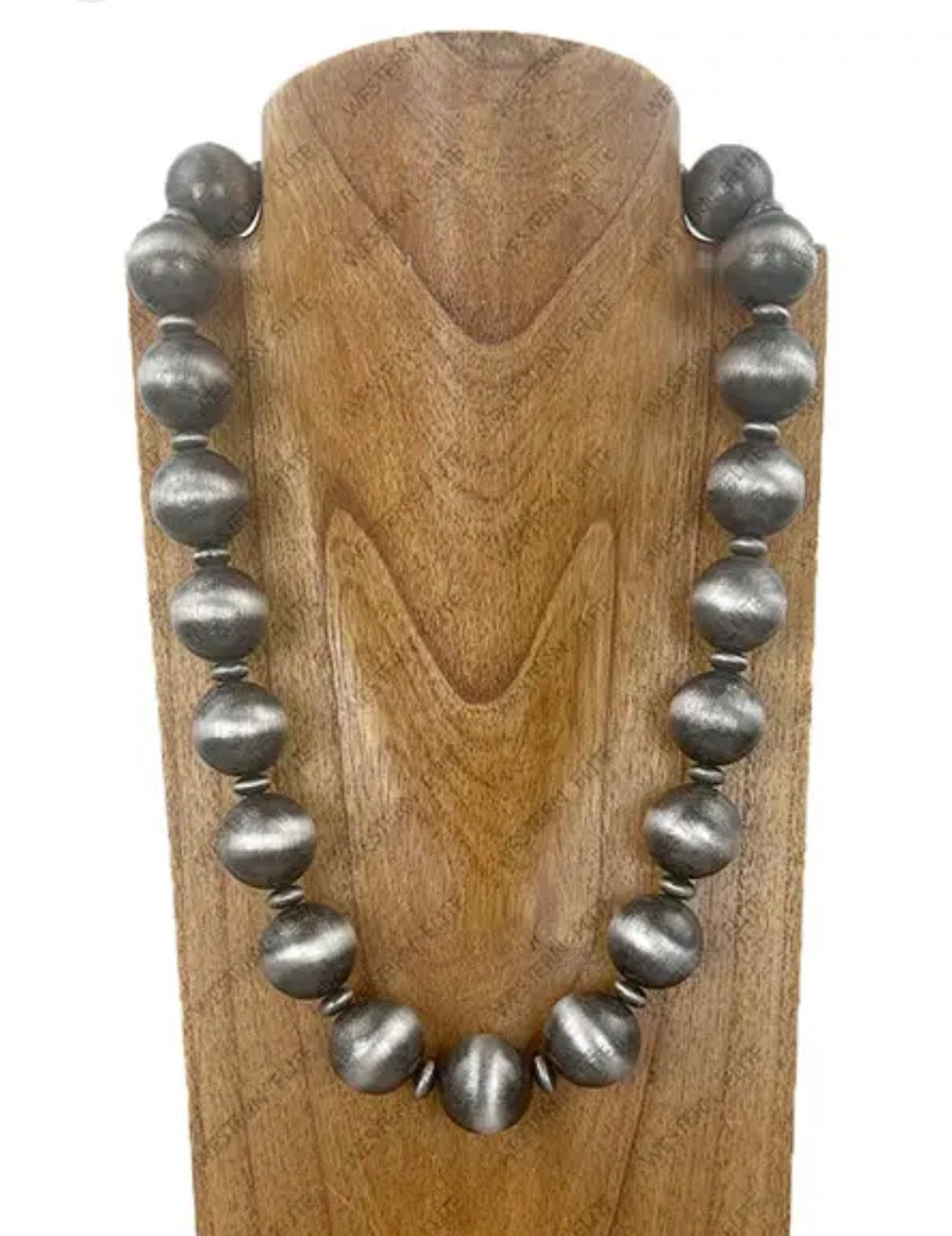 Silver Navajo Pearl Bead Necklace