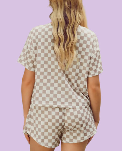 Checkered Top and High Waisted Skort 2pc Set