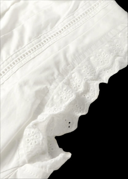 Lace Crochet Eyelets Sleeveless Buttoned Shirt