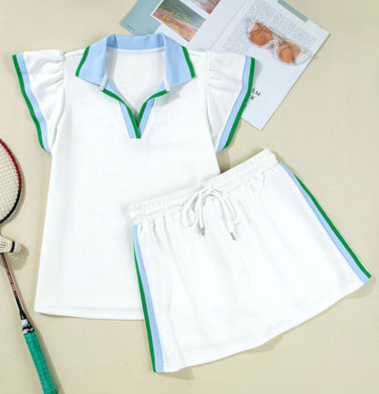 Colorblock Cap Sleeve Top and Skirt Set