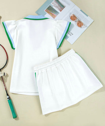 Colorblock Cap Sleeve Top and Skirt Set