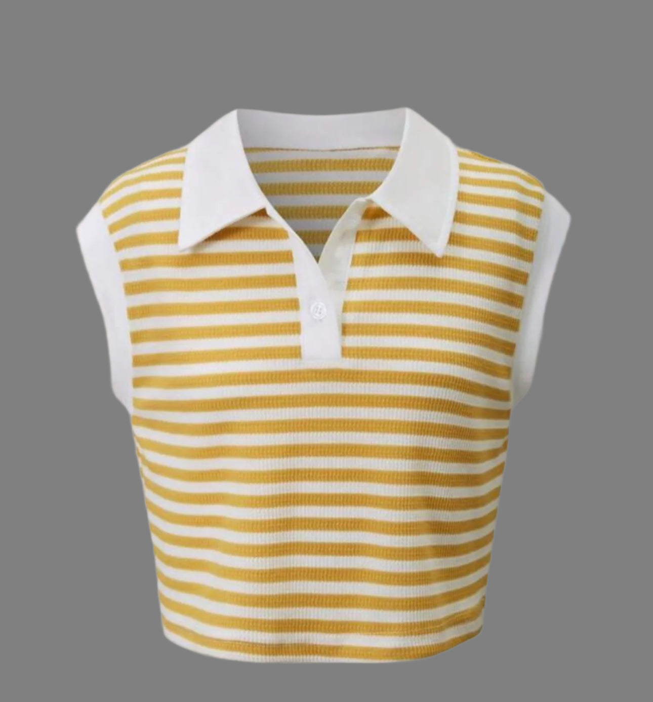 Girls Fashionable Preppy Copped Collared Polo Top