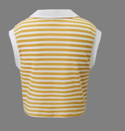 Girls Fashionable Preppy Copped Collared Polo Top