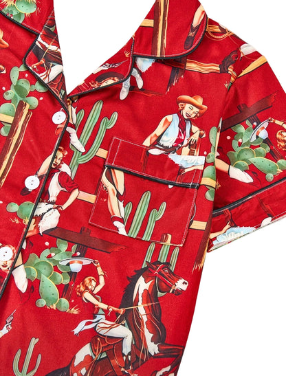 Vintage Western Cactus Cowgirl Pajamas