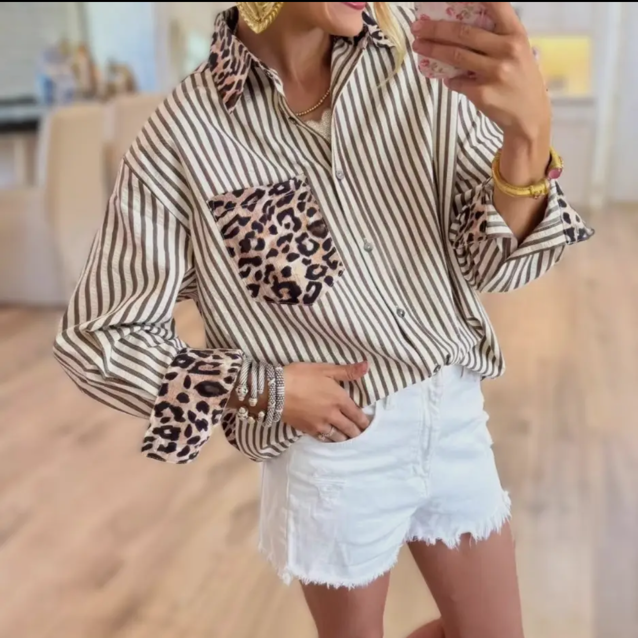 Leopard Stripped Blouse