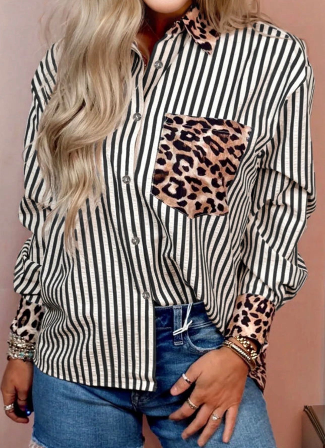 Leopard Stripped Blouse