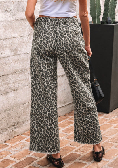 Leopard Straight Loose Leg Jeans