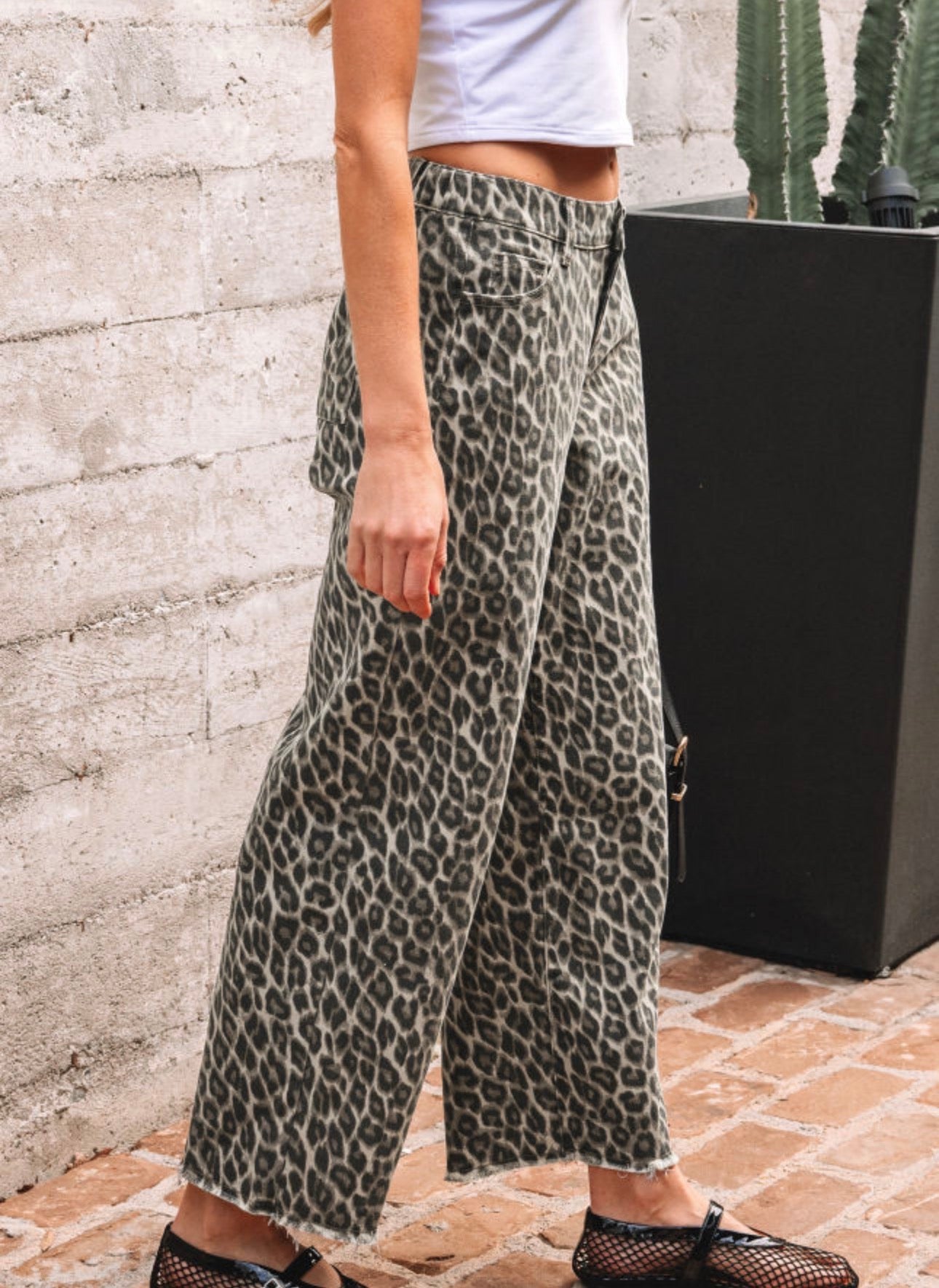 Leopard Straight Loose Leg Jeans