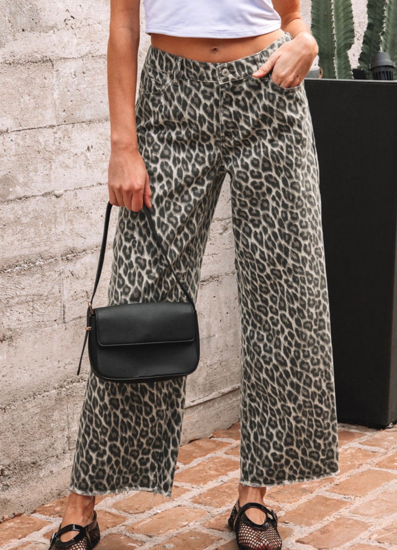 Leopard Straight Loose Leg Jeans