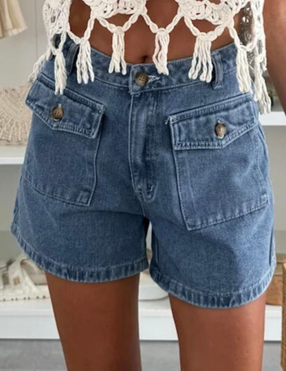 Dusk Blue Flap Pocket Denim Shorts