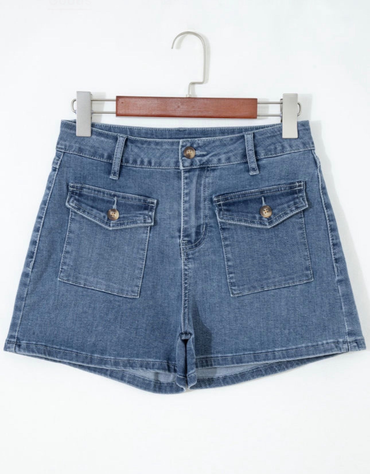 Dusk Blue Flap Pocket Denim Shorts