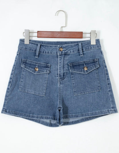 Dusk Blue Flap Pocket Denim Shorts