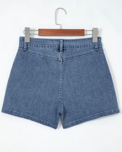 Dusk Blue Flap Pocket Denim Shorts