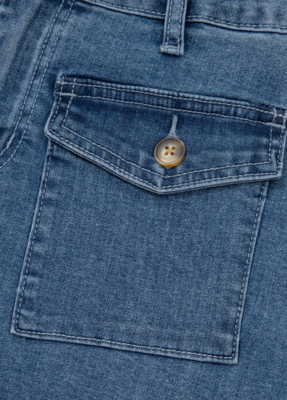 Dusk Blue Flap Pocket Denim Shorts