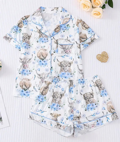 Highland Cow Print Women's Pajama Set