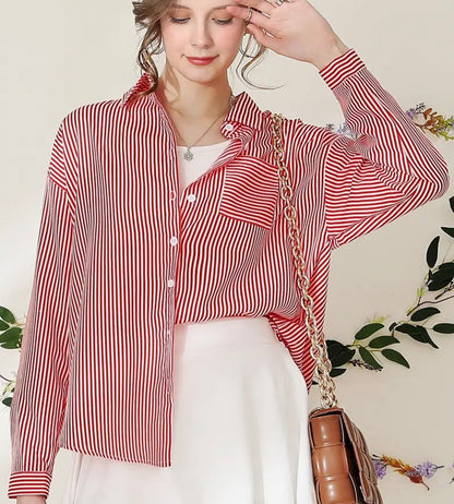 Women's Casual Striped Long Sleeve Blouse