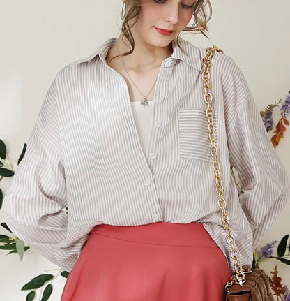 Women's Casual Striped Long Sleeve Blouse