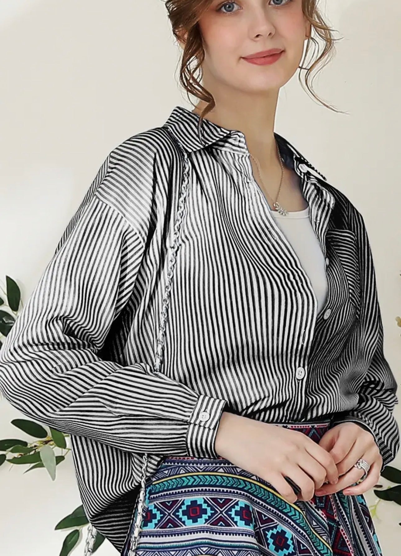 Women's Casual Striped Long Sleeve Blouse