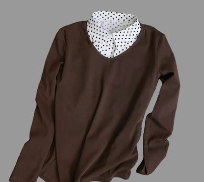 Poka Dot Shirt with Detachable Collar