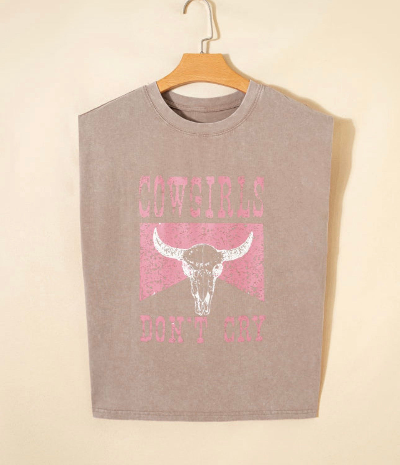 Smoke Gray COWGIRL'S DONT CRY Western Graphic Tank Top
