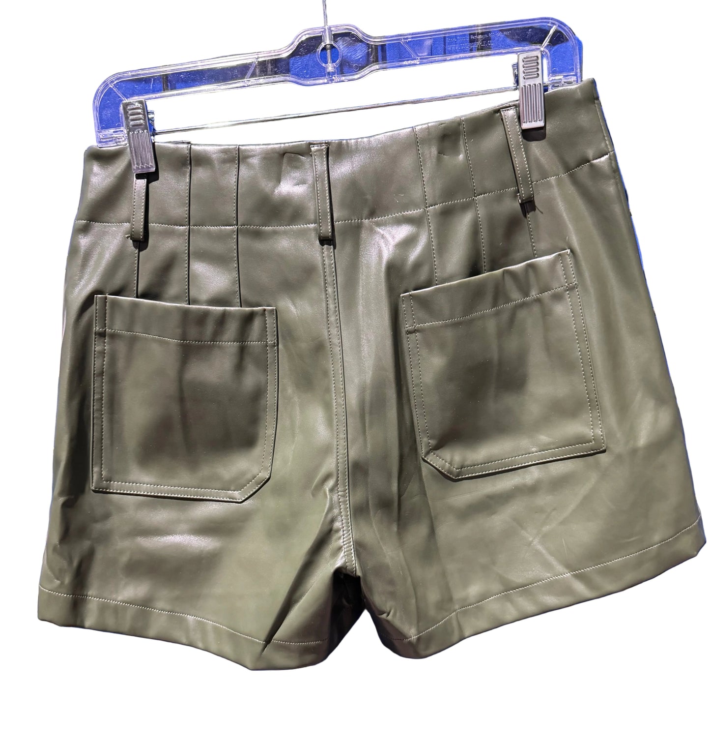 Olive Faux Leather Shorts