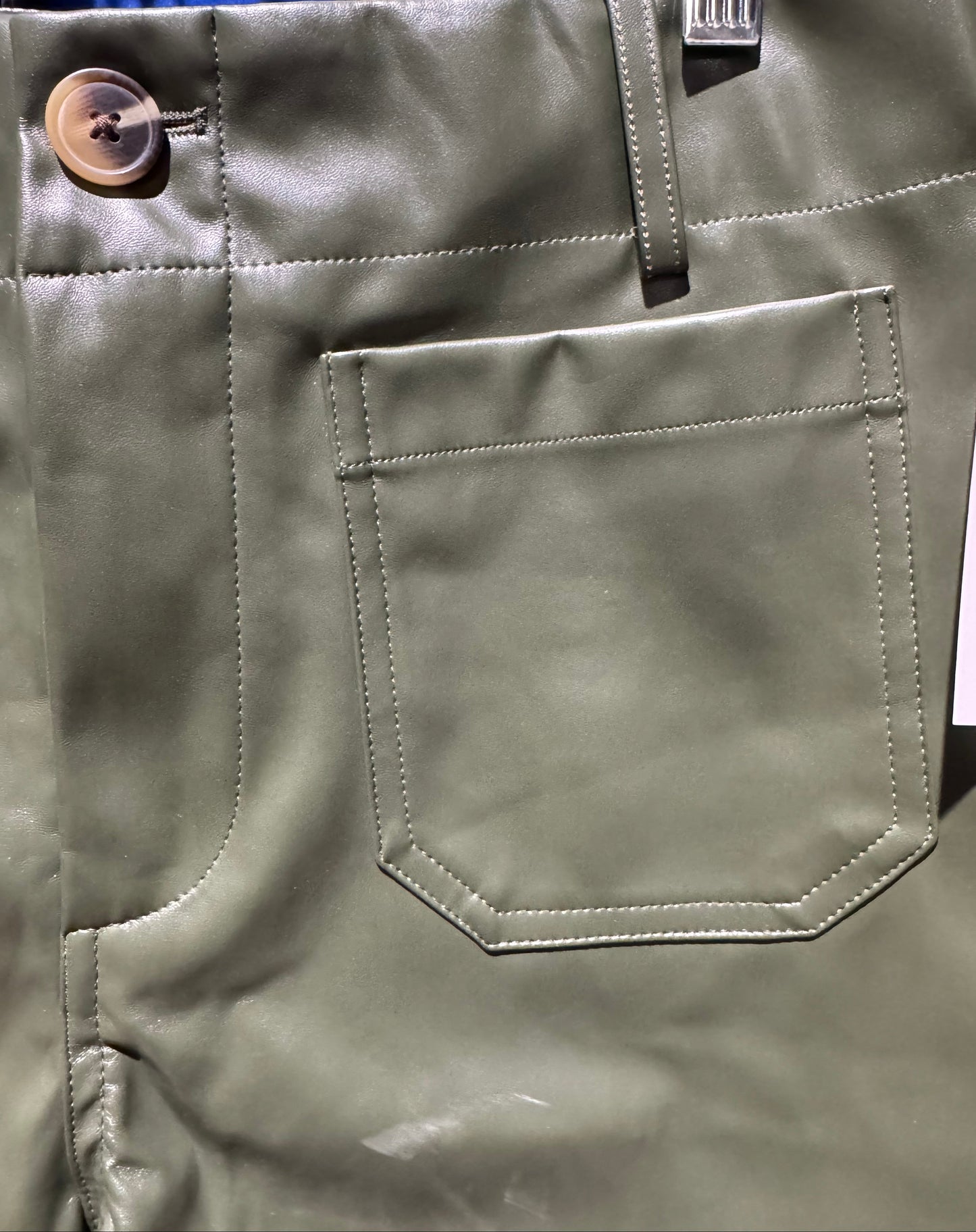 Olive Faux Leather Shorts