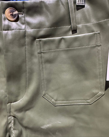 Olive Faux Leather Shorts