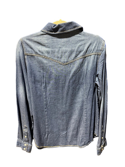 Dark Denim Long Sleeve Pearl Snap Blouse