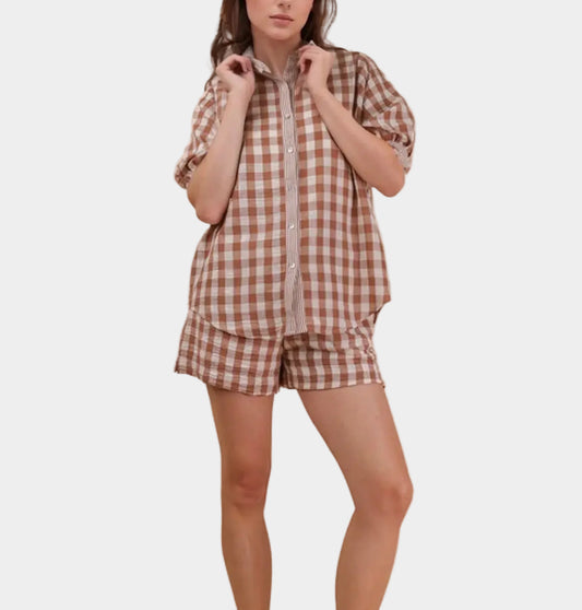 Checked Shirt Top & Shorts Set