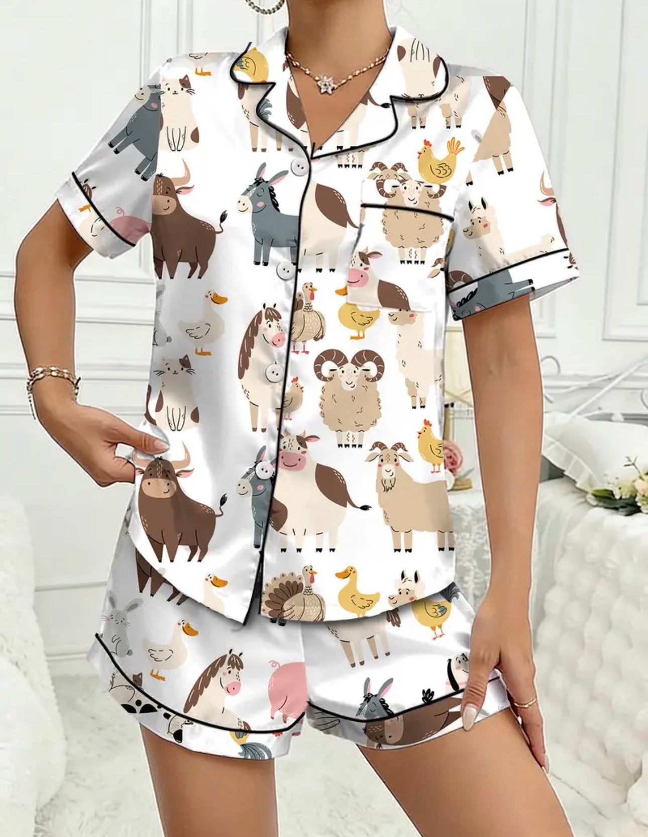 Animals on the farm Pajama Short Set