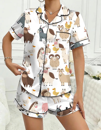 Animals on the farm Pajama Short Set