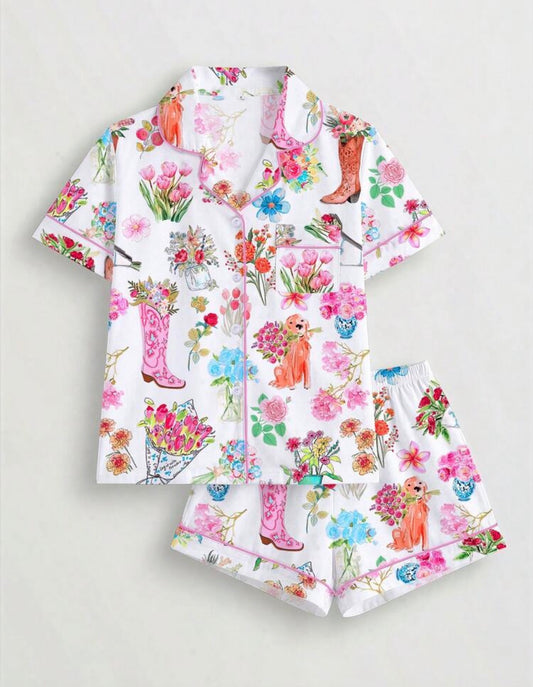 2 pc Floral Print Pajama Set