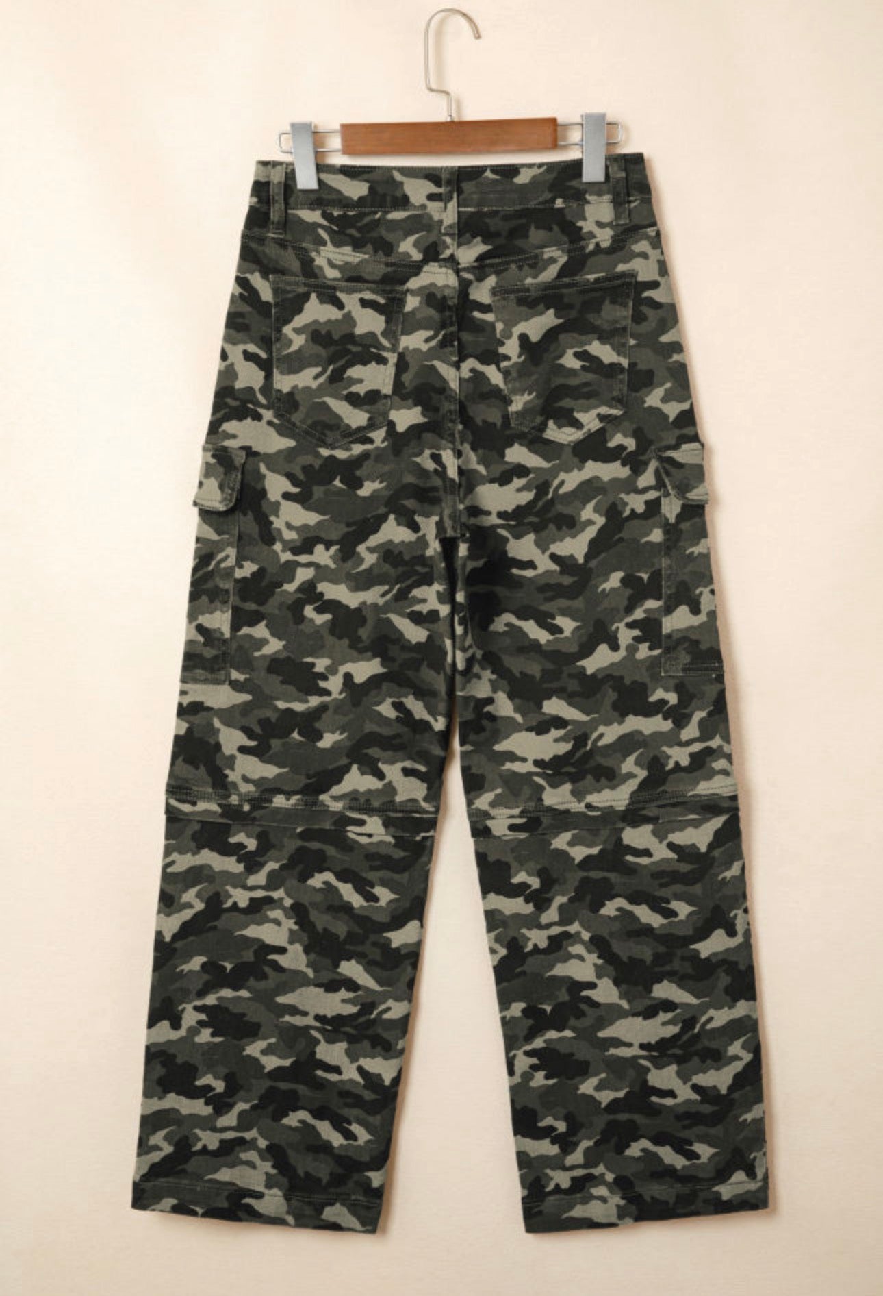 Camouflage Print Multi Pocketed Denim Pants