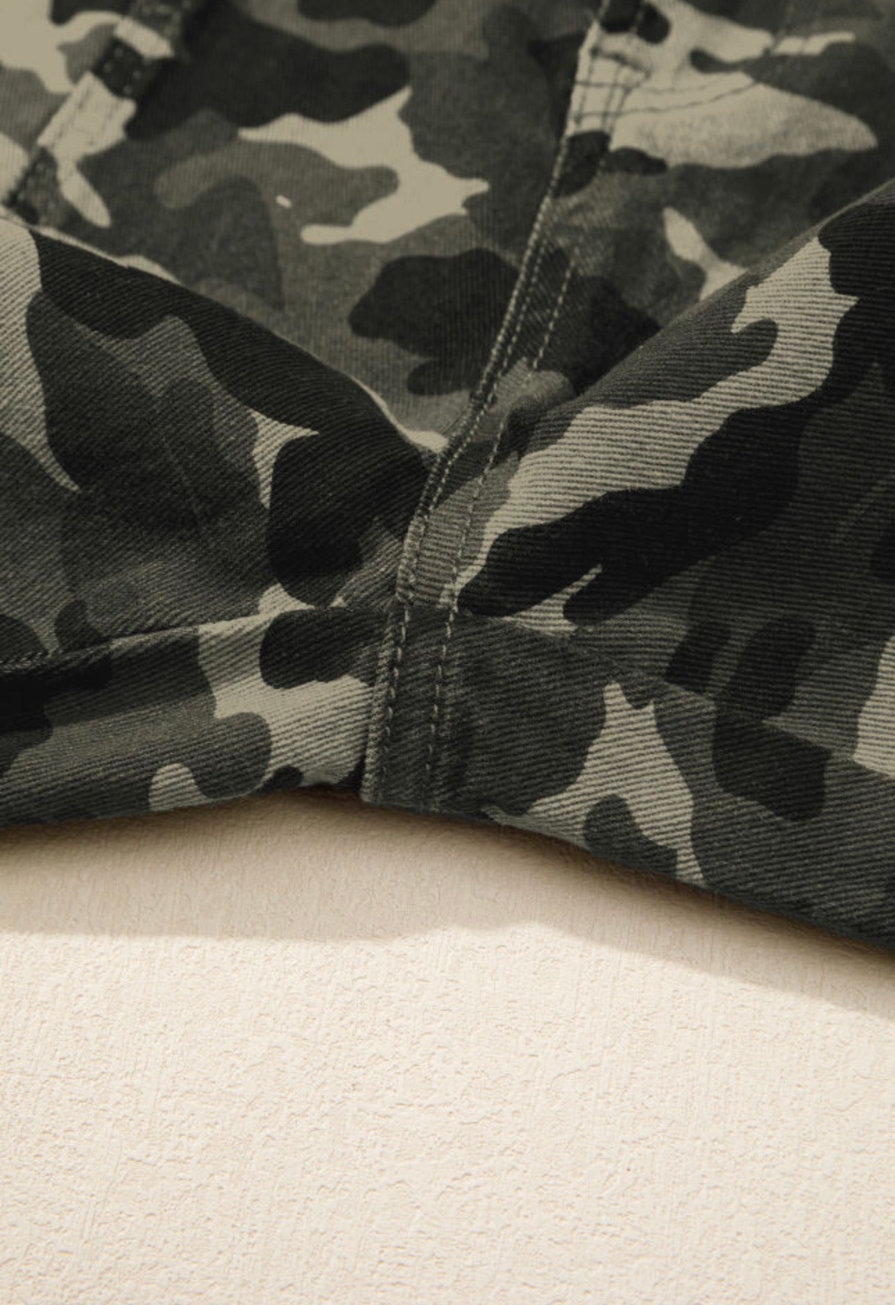 Camouflage Print Multi Pocketed Denim Pants
