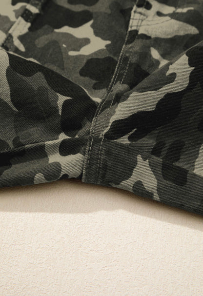 Camouflage Print Multi Pocketed Denim Pants