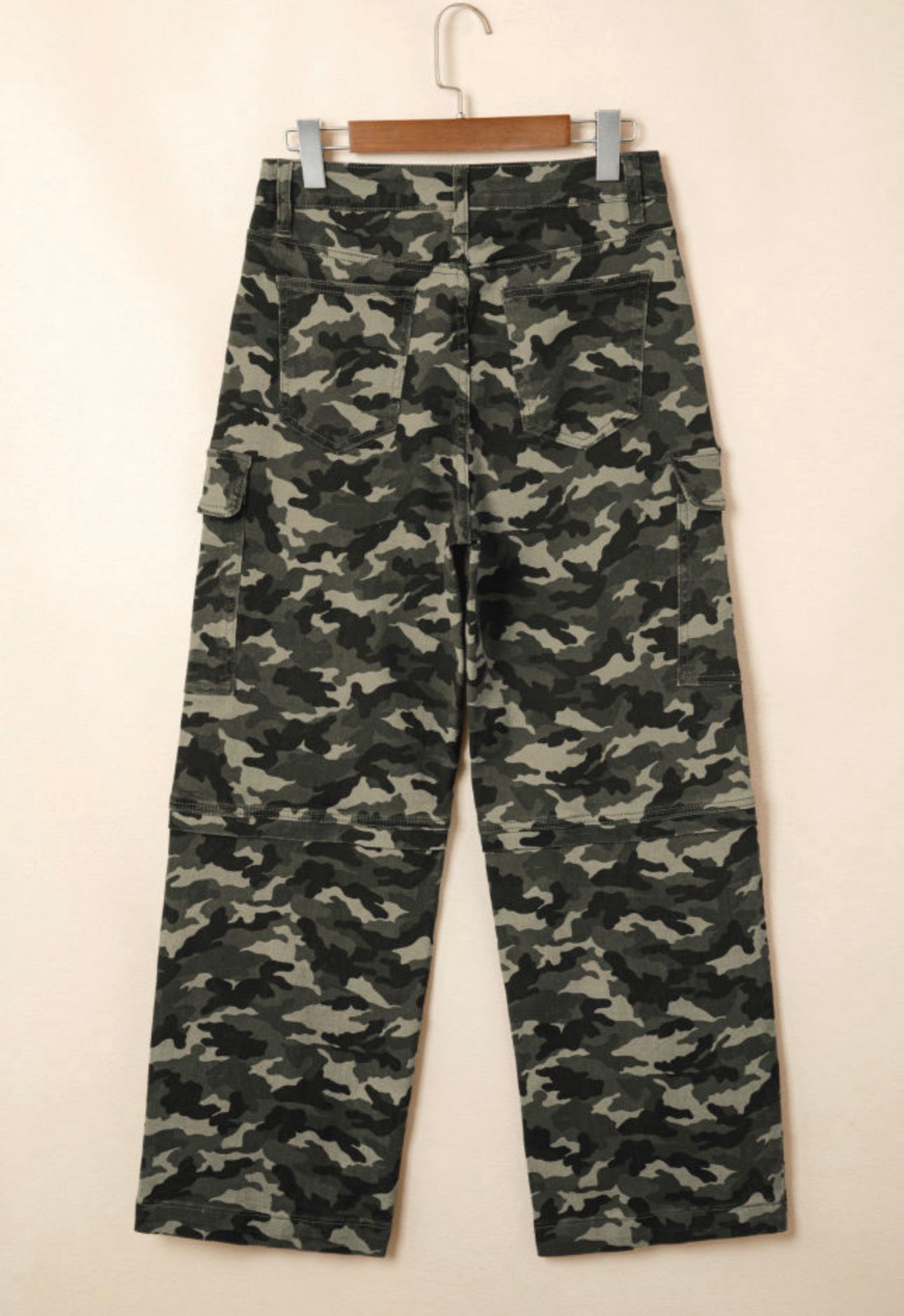 Camouflage Print Multi Pocketed Denim Pants