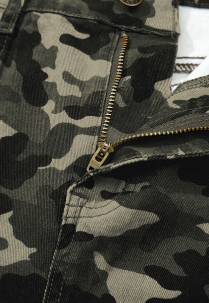 Camouflage Print Multi Pocketed Denim Pants