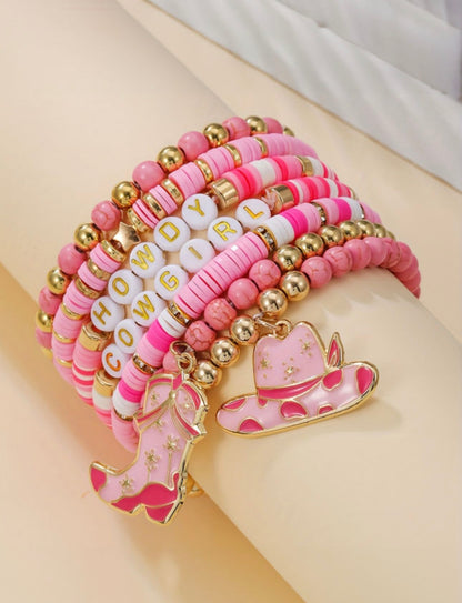 7pc Howdy Cowgirl Beaded Stretch Bracelet Set