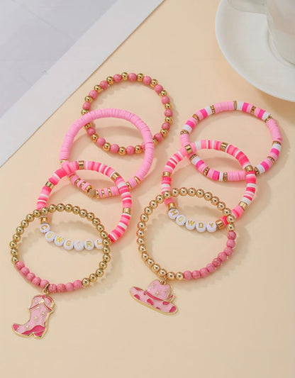 7pc Howdy Cowgirl Beaded Stretch Bracelet Set