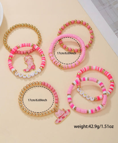 7pc Howdy Cowgirl Beaded Stretch Bracelet Set