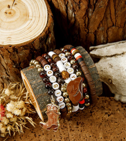 7pc Howdy Cowgirl Beaded Stretch Bracelet Set